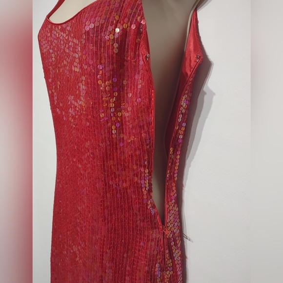 ❤️Sold❤️Vintage Jeanette Kastenberg St Martin Sequin Red Cocktail Party Dress - Picture 11 of 16